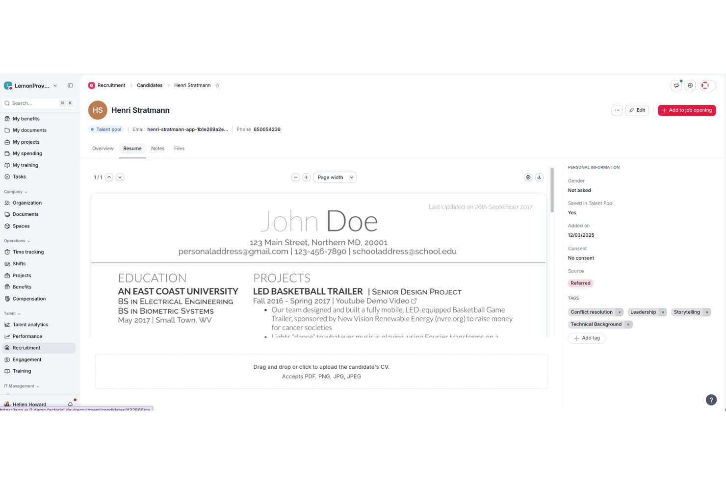 Factorial screenshot - 10 beste software voor cv-screening voor HR-teams in 2026