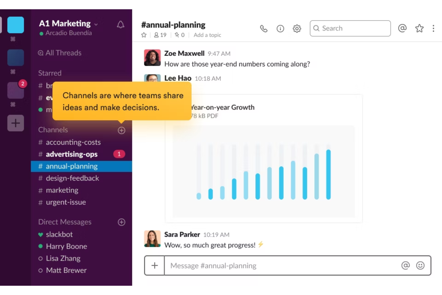 Slack screenshot - 10 Beste communicatiesoftware & apps van 2026