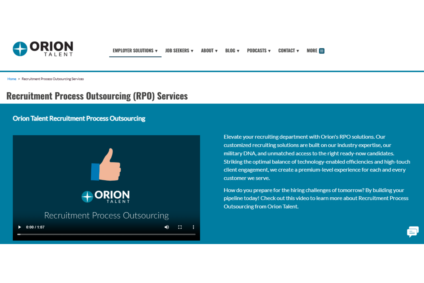 Orion Talent screenshot - 10 beste bedrijven voor uitbesteding van het wervingsproces voor 2026