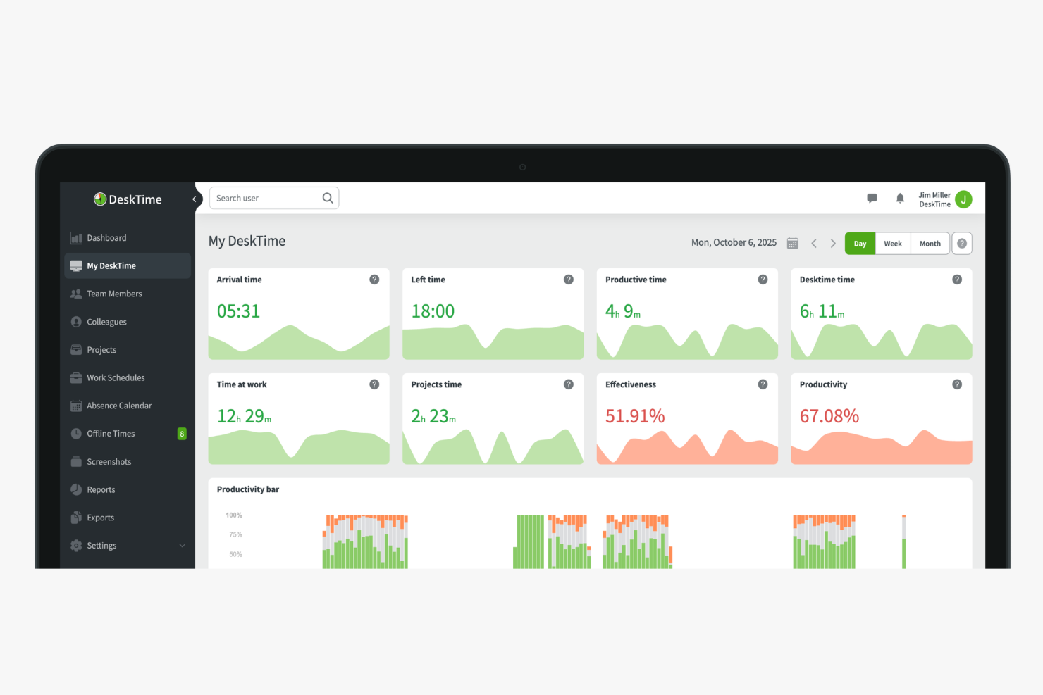 DeskTime screenshot - 10 beste hulpmiddelen voor werken op afstand voor verspreid werkende teams in 2026