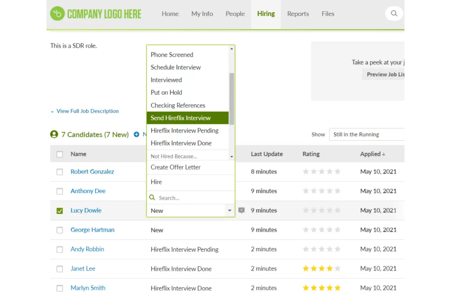 Hireflix screenshot - Top 22 BambooHR-integraties voor HR-succes (2026)