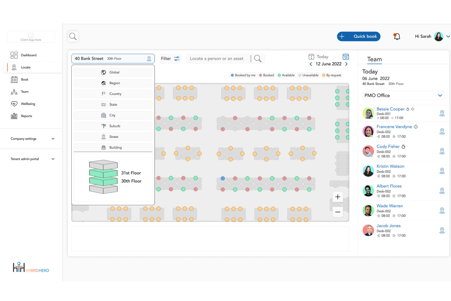 Hybrid Hero screenshot - 10 beste software voor kantoorruimtebeheer van 2026