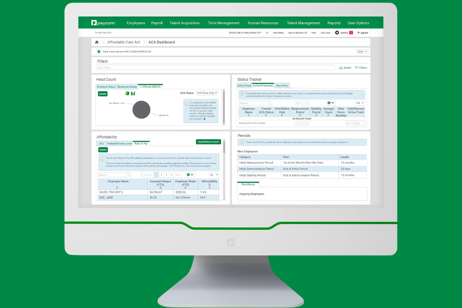 Paycom (Enhanced ACA) screenshot - 10 beste software voor ACA-naleving beoordeeld in 2026