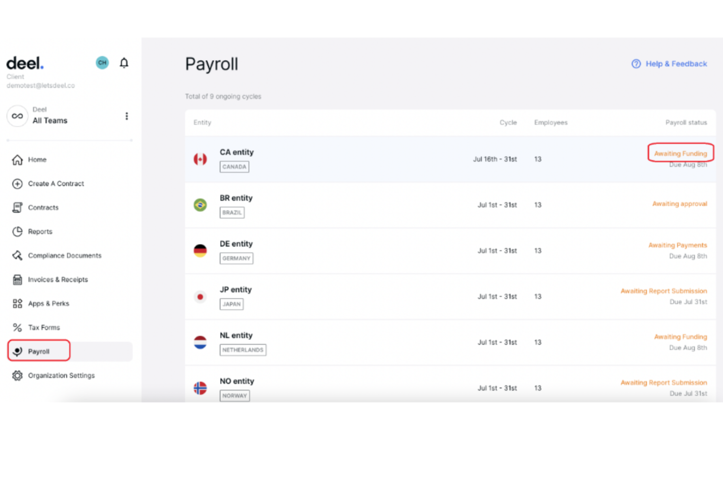 Deel Payroll screenshot - 10 beste Canadese loonadministratiesoftware beoordeeld voor 2026