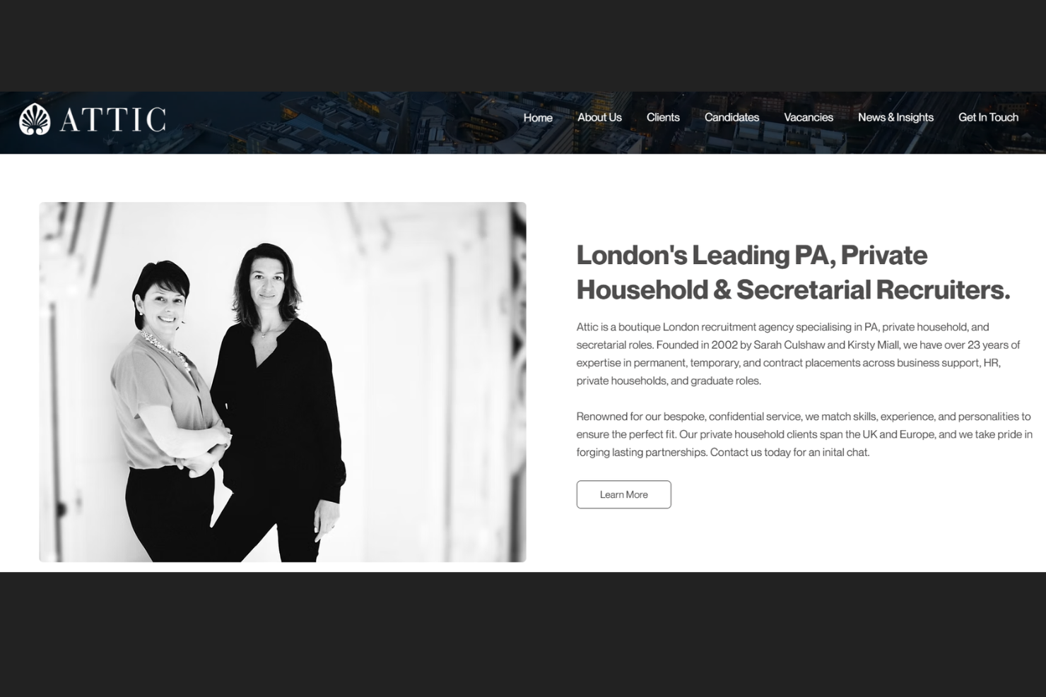Attic Recruitment Limited screenshot - 10 beste wervingsbureaus in Londen beoordeeld in 2026
