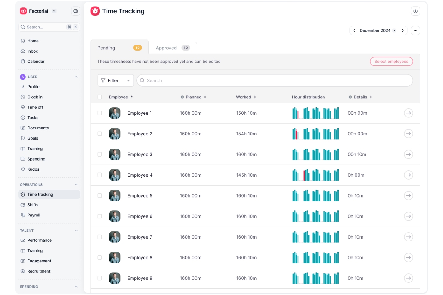 Factorial screenshot - 10 beste organigramtools om teams in 2026 te visualiseren