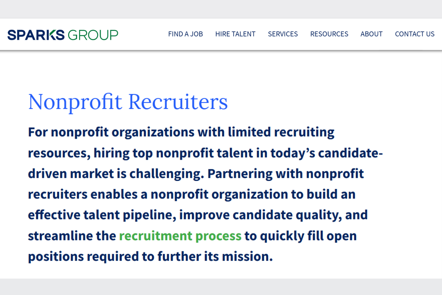Sparks Group Nonprofit Recruiters screenshot - 10 Beste wervingsbureaus voor non-profitorganisaties beoordeeld in 2026