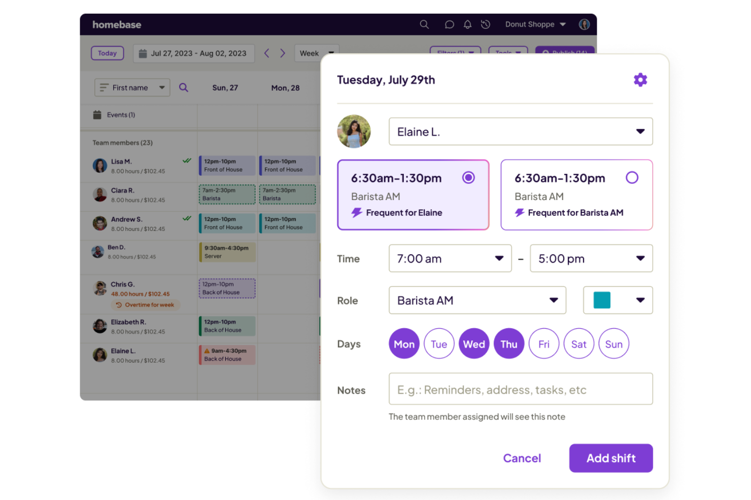 Homebase screenshot - 10 beste software voor personeelsplanning van 2026