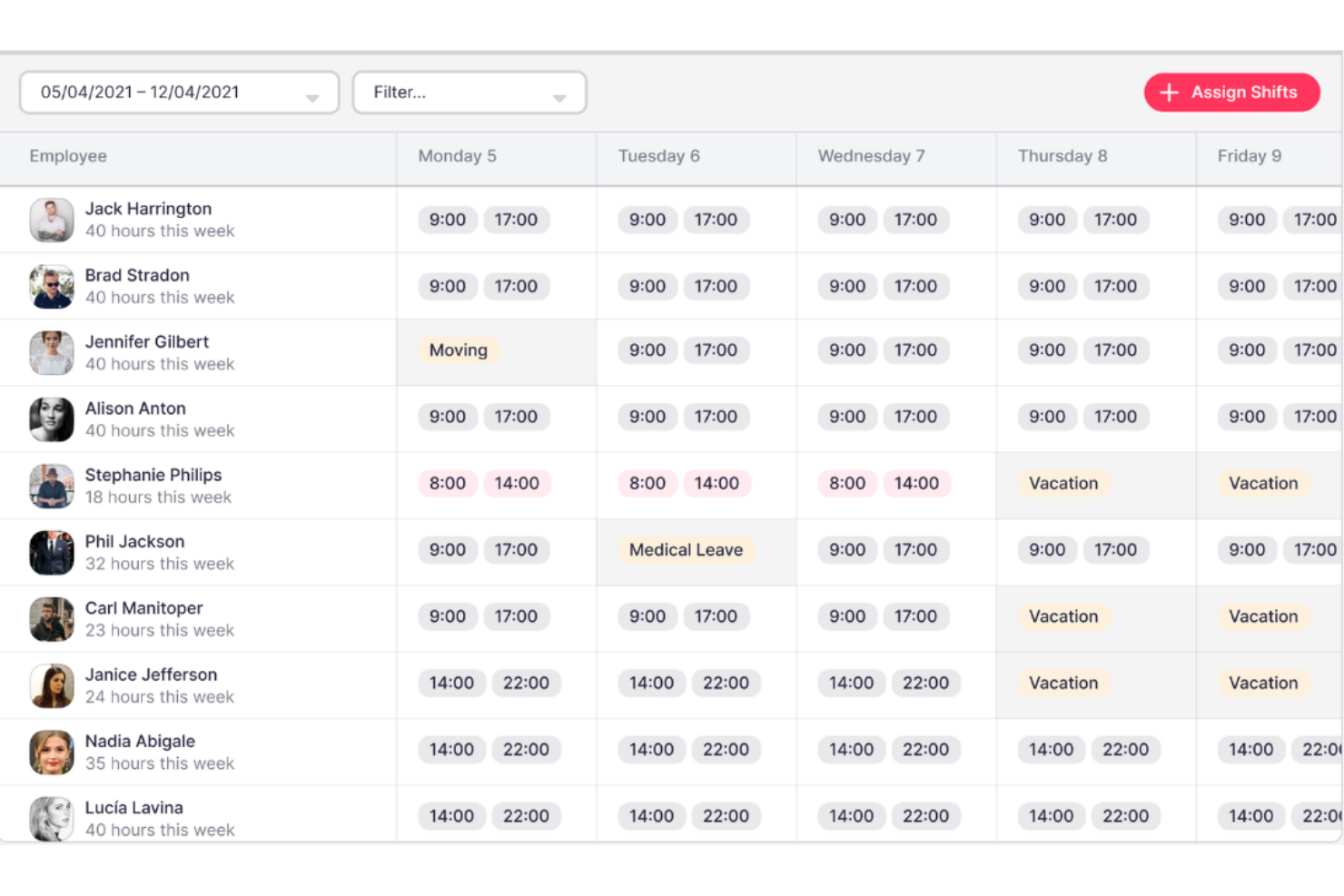 Factorial screenshot - 10 beste softwareprogramma’s voor het plannen van werknemersdiensten, beoordeeld voor 2026