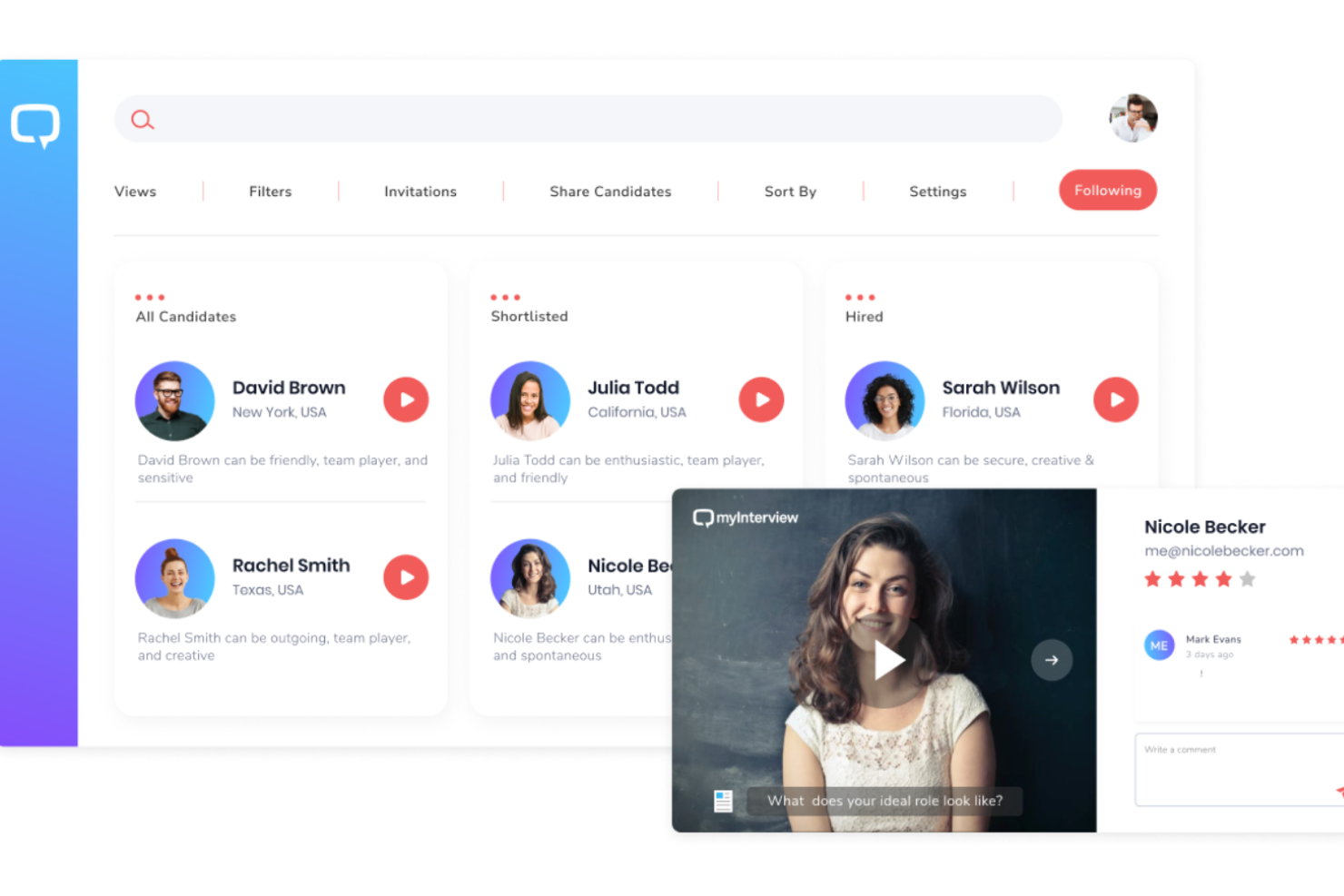 myInterview screenshot - 10 beste software voor personeelswerving van 2026 voor het vinden van toptalent