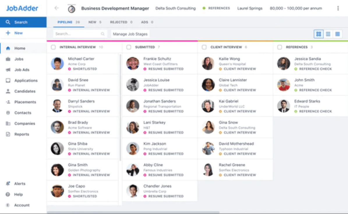 JobAdder screenshot - 10 beste software voor personeelswerving van 2026 voor het vinden van toptalent