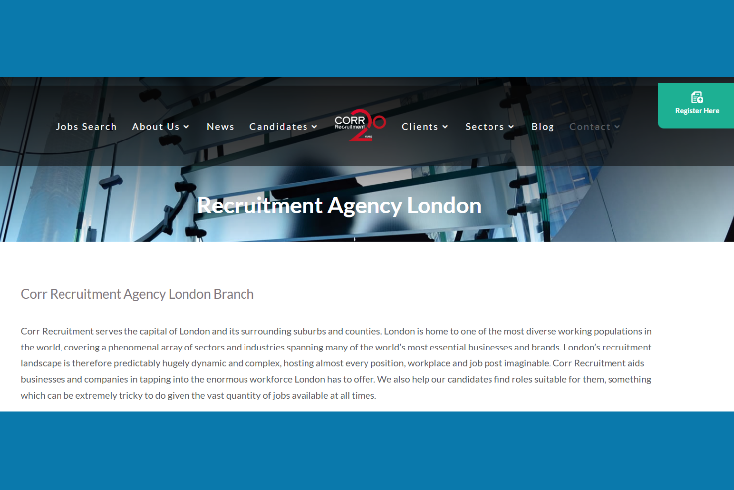 Corr Recruitment screenshot - 10 beste wervingsbureaus in Londen beoordeeld in 2026