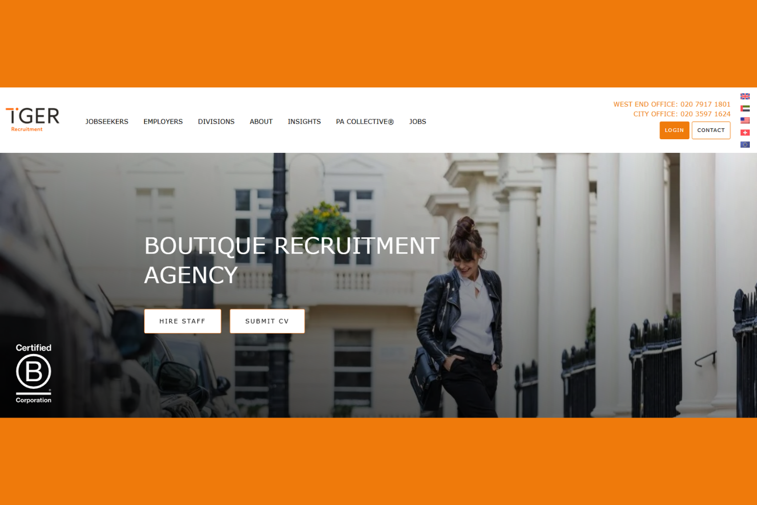 Tiger Recruitment screenshot - 10 beste wervingsbureaus in Londen beoordeeld in 2026