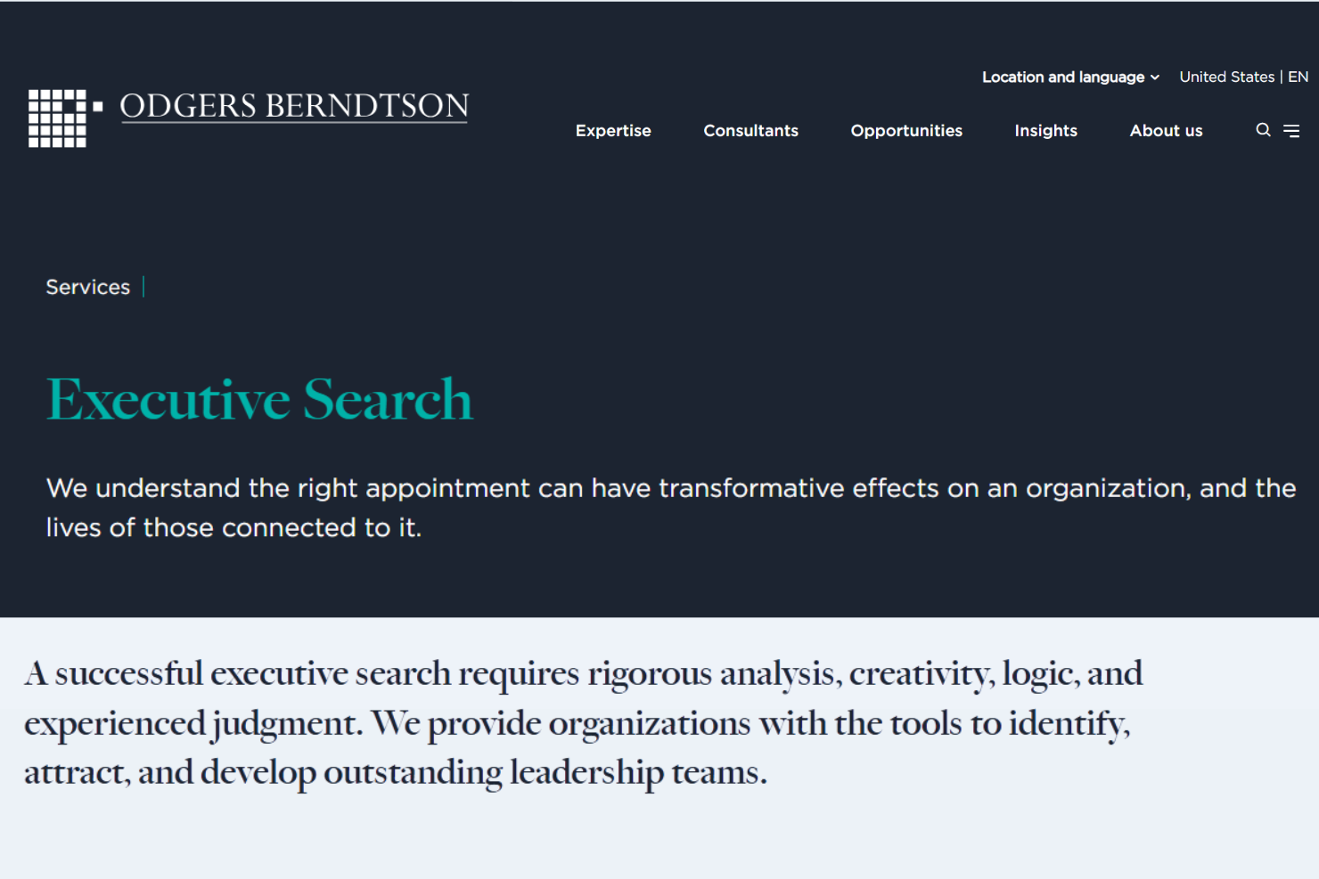 Odgers Berndtson screenshot - 10 beste wervingsbureaus voor CEO’s beoordeeld in 2026