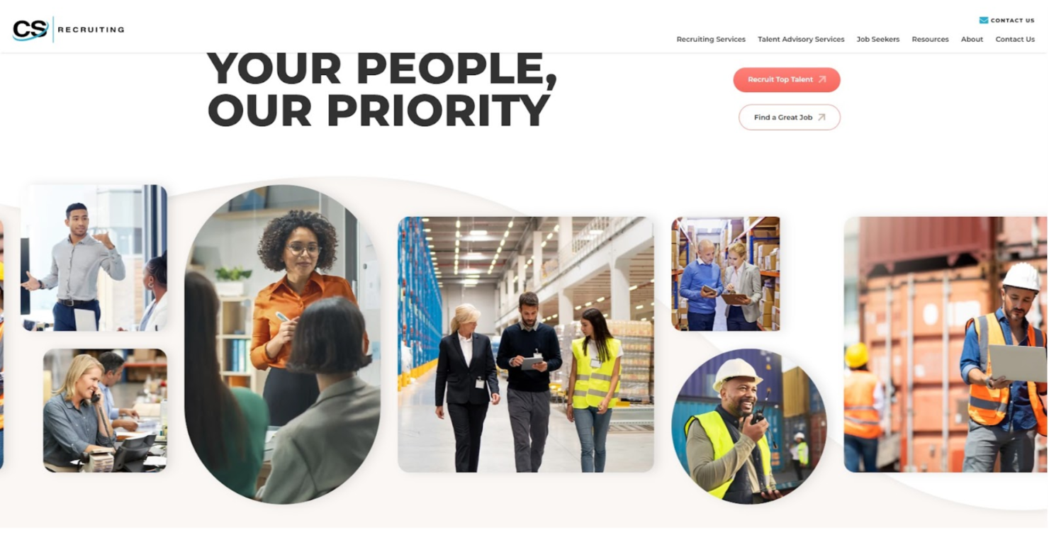 CS Recruiting screenshot - 10 beste wervingsbureaus voor verkoop beoordeeld in 2026