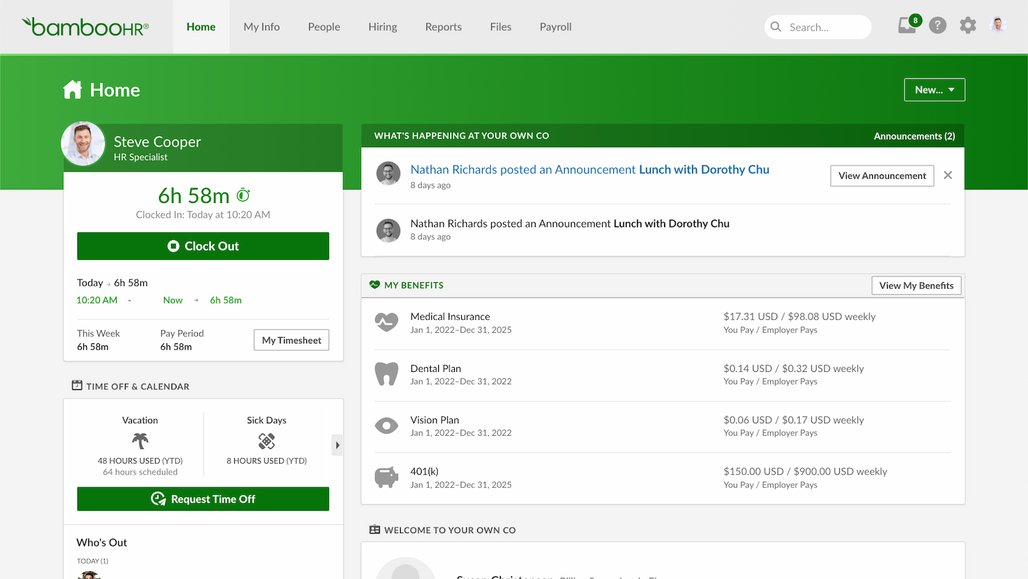 BambooHR® screenshot - 10 beste concurrenten van iCIMS voor 2026