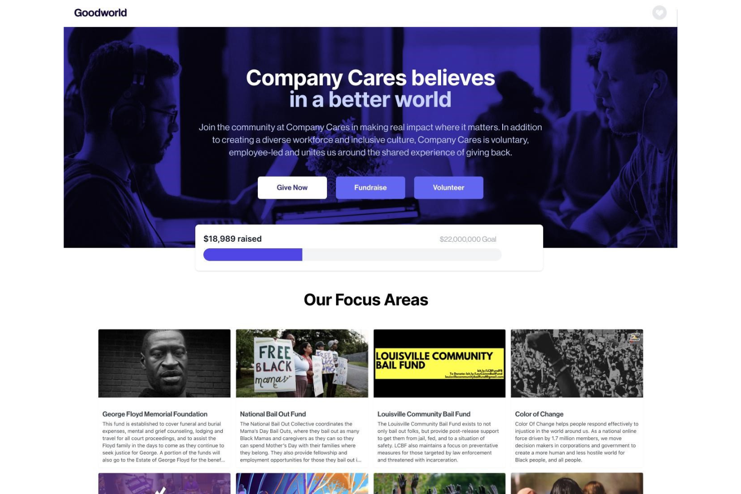 Goodworld screenshot - 10 beste software voor maatschappelijk verantwoord ondernemen voor sociale impact in 2026