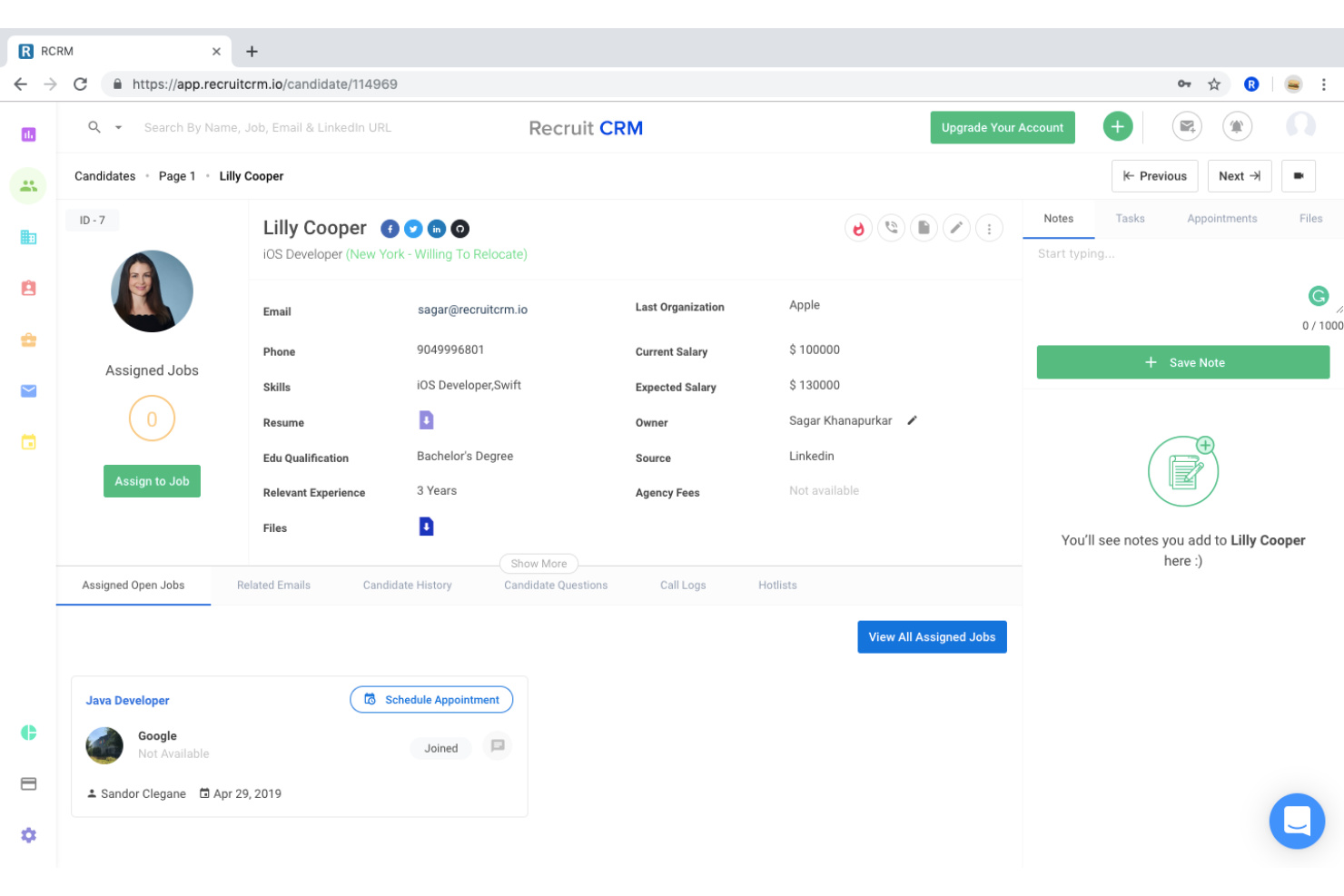 Recruit CRM screenshot - 10 beste wervingssoftware voor kleine bedrijven in 2026