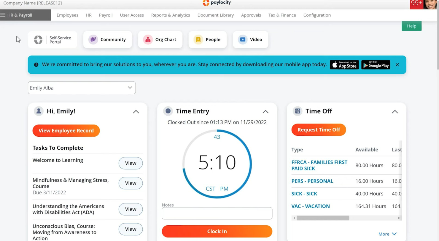 Paylocity screenshot - 10 beste HR-managementsoftware beoordeeld in 2026