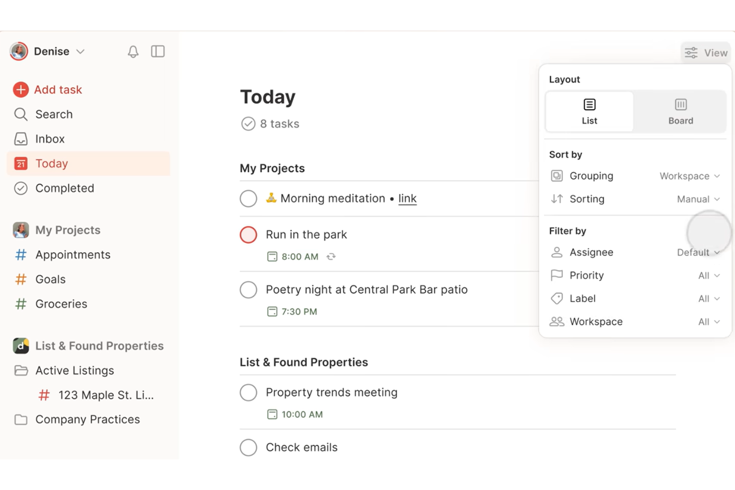Todoist screenshot - 10 bästa produktivitetsverktygen 2026