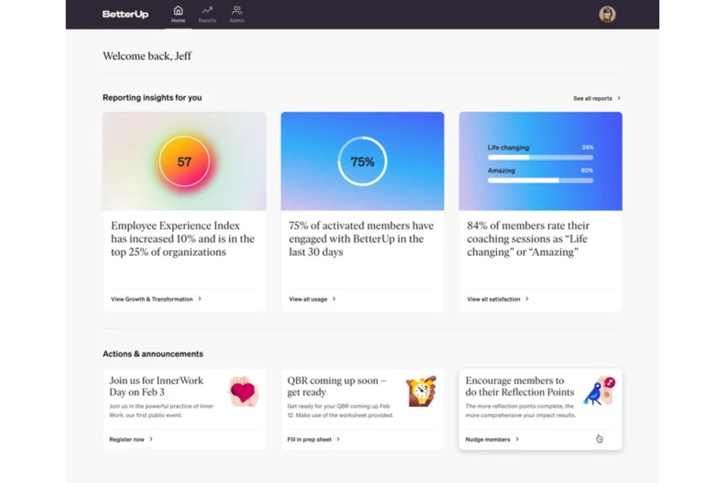 BetterUp screenshot - 10 bästa plattformarna för psykisk hälsa på arbetsplatsen 2026