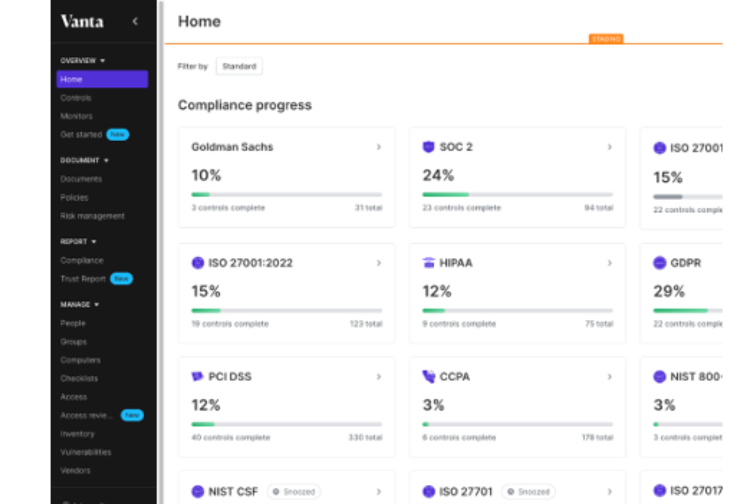 Vanta screenshot - 10 bästa verktygen för AI-efterlevnad granskade 2026