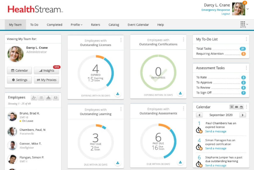 HealthStream screenshot - 10 bästa programvarorna för personalhantering inom vården 2026