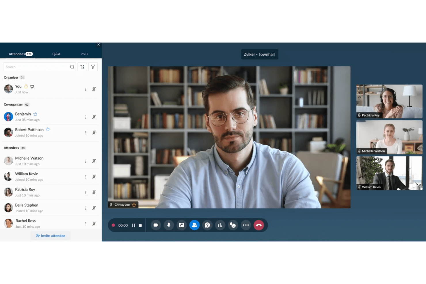 Zoho Meeting screenshot - De 10 bästa kostnadsfria programmen för videokonferenser 2026