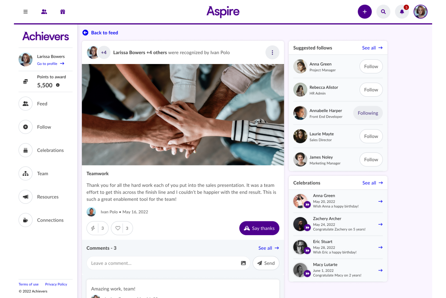 Achievers screenshot - 10 bästa AI-verktygen för personalretention granskade 2026