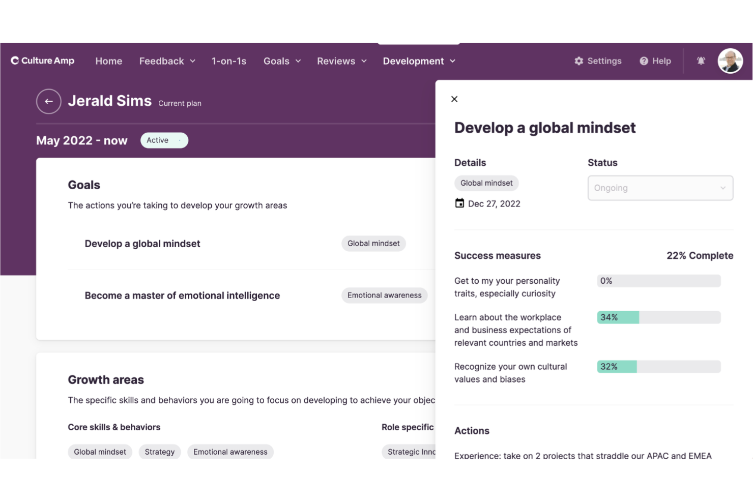 Culture Amp screenshot - 10 bästa programvarorna för karriärhantering 2026