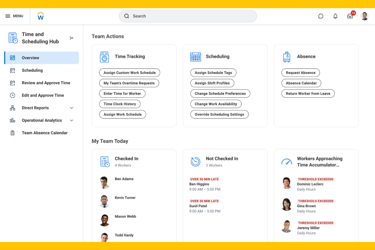 Workday screenshot - 10 bästa programvarulösningarna för frånvarohantering 2026