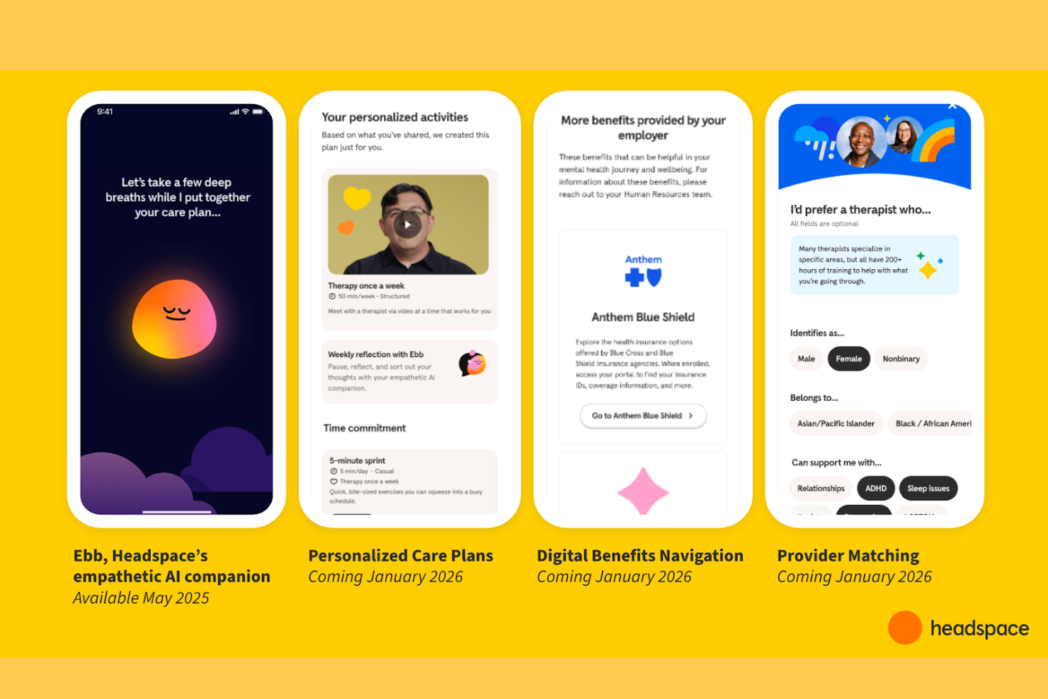 Headspace screenshot - 10 bästa AI-programvarorna för medarbetares välbefinnande 2026