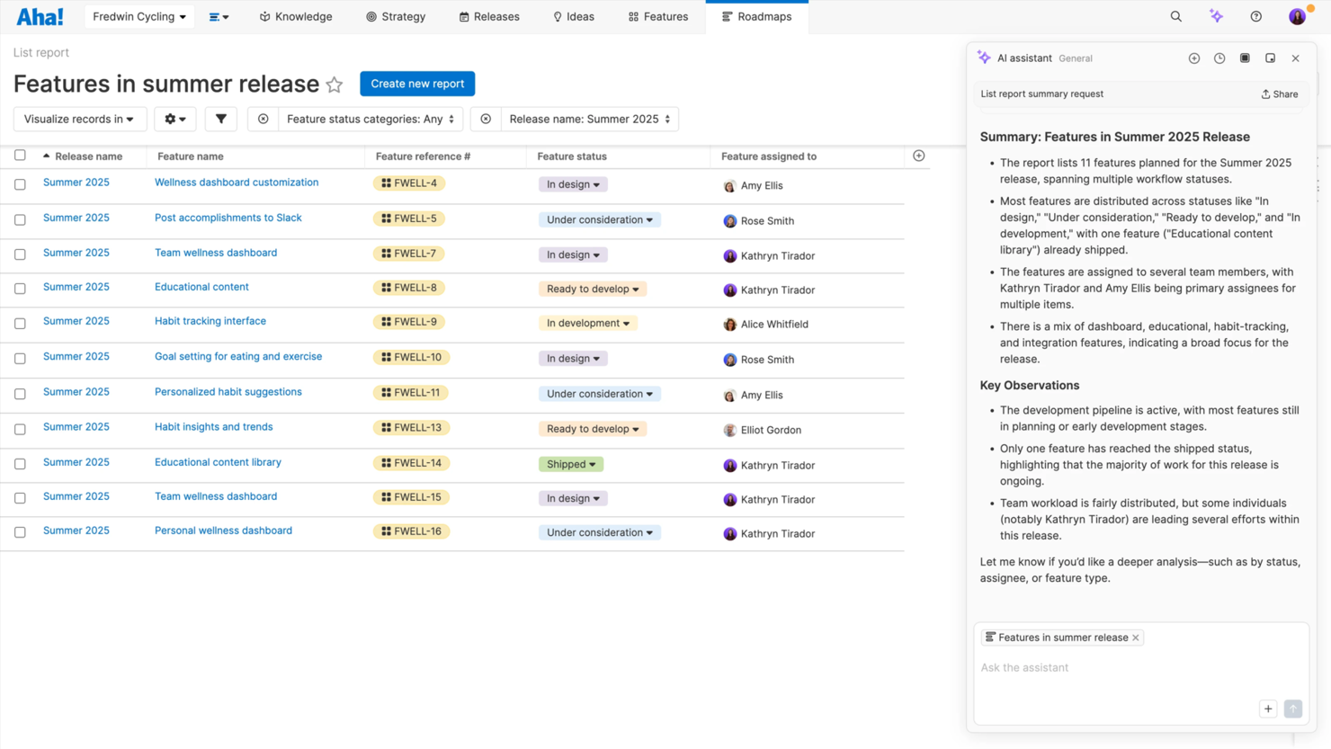 Aha Roadmaps screenshot - 10 bästa programvarorna för AI-baserad strategisk planering granskade 2026