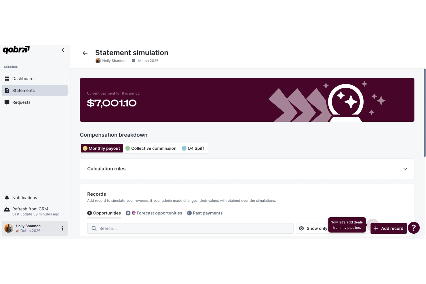 Qobra screenshot - 10 bästa programvarorna för hantering av incitamentsbaserad ersättning 2026
