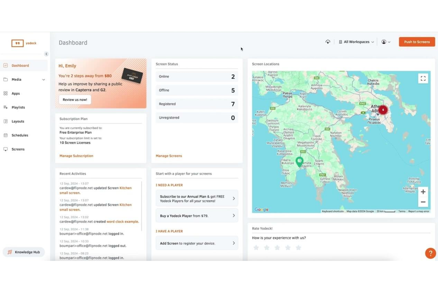 Yodeck screenshot - 10 bästa programvarorna för medarbetarkommunikation 2026