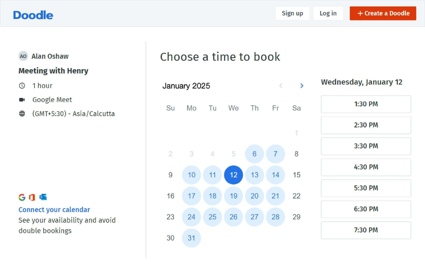 Doodle screenshot - 10 bästa programvarorna för enskilda möten – granskade 2026