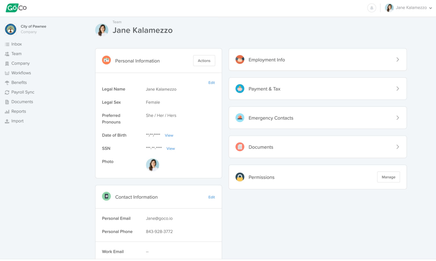 GoCo screenshot - 10 bästa Zoho-alternativen för HR-team år 2026