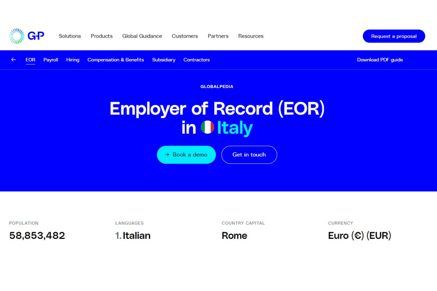 G-P screenshot - 10 bästa registrerade arbetsgivarna i Italien: granskade 2026