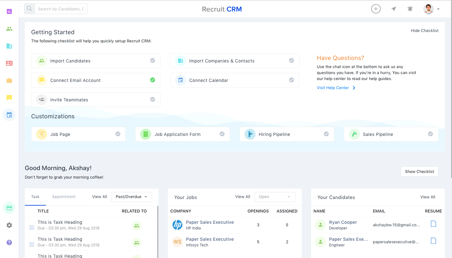 Recruit CRM screenshot - 10 bästa programvarorna för rekryteringsbyråer 2026