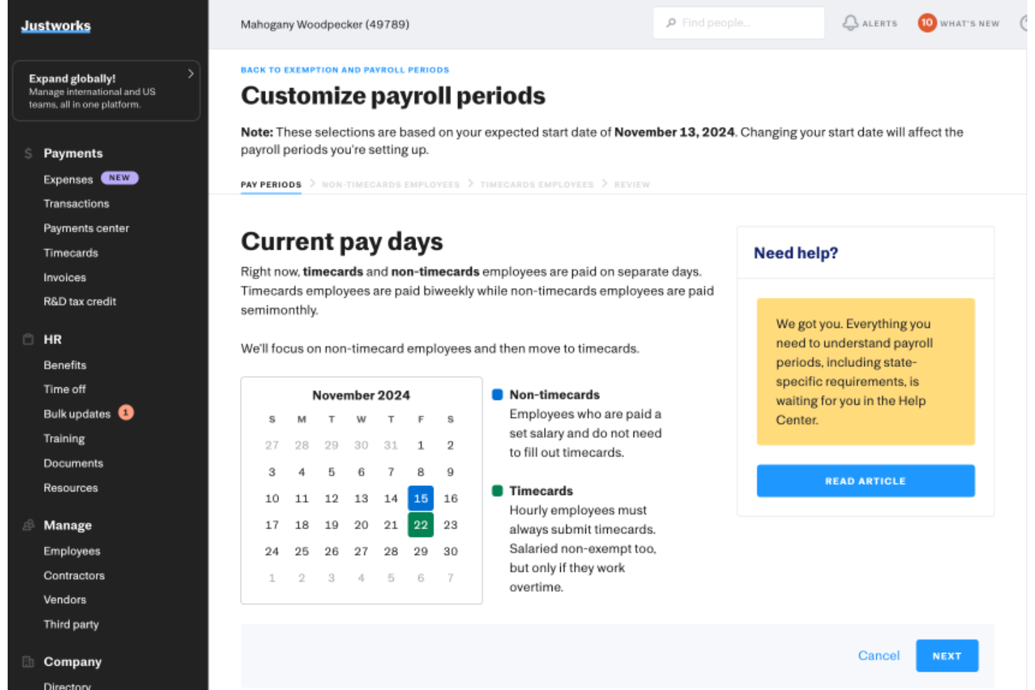 Justworks screenshot - 10 bästa onlinebaserade löneprogrammen 2026