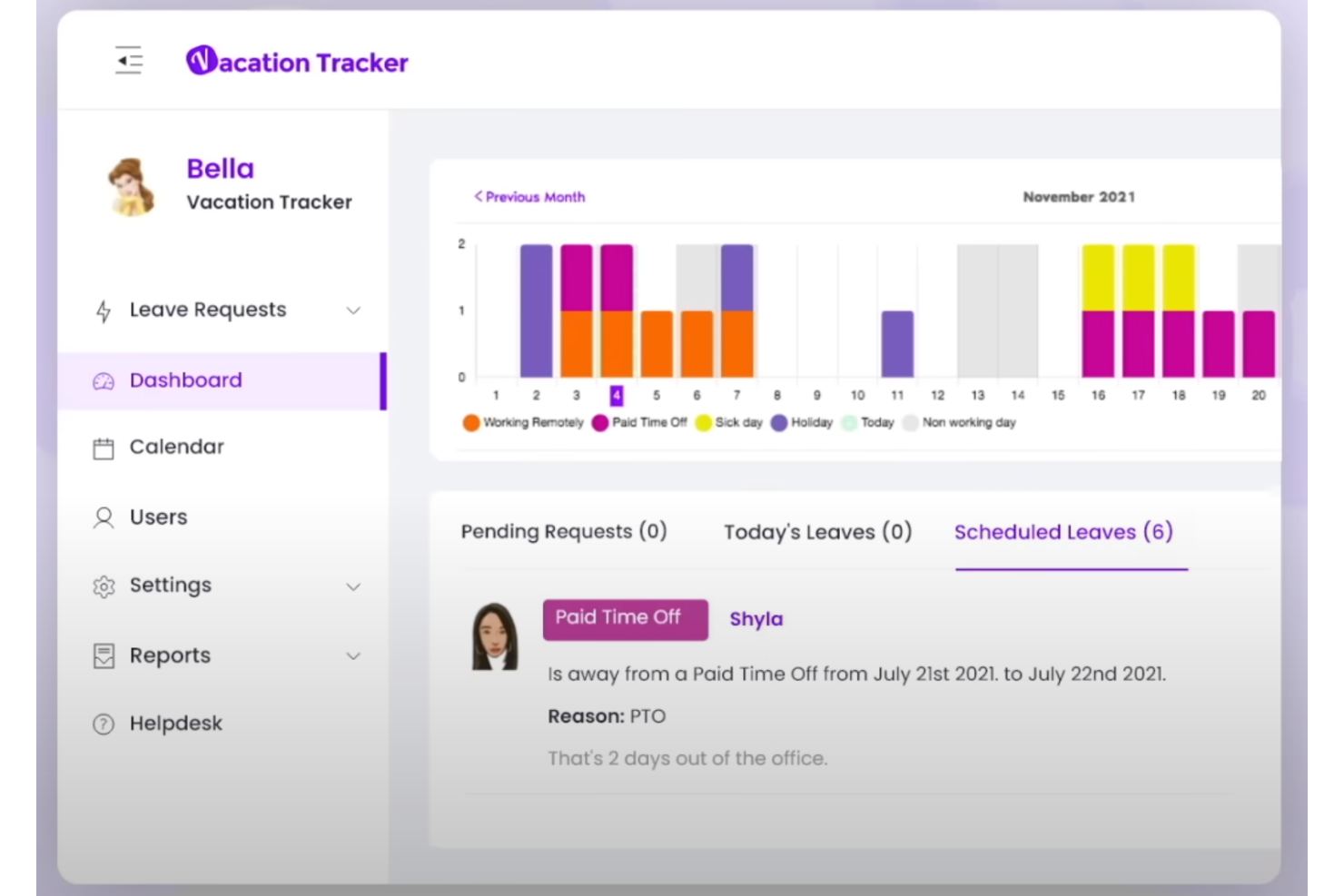 Vacation Tracker screenshot - 10 bästa programmen för närvaroregistrering, granskade för 2026