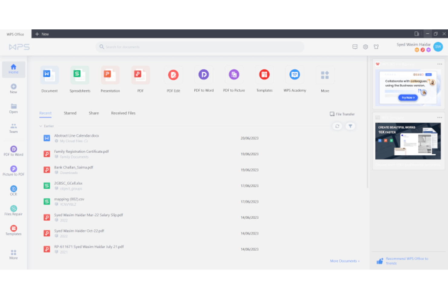 WPS Office screenshot - 10 bästa alternativen till Google Docs – granskade 2026