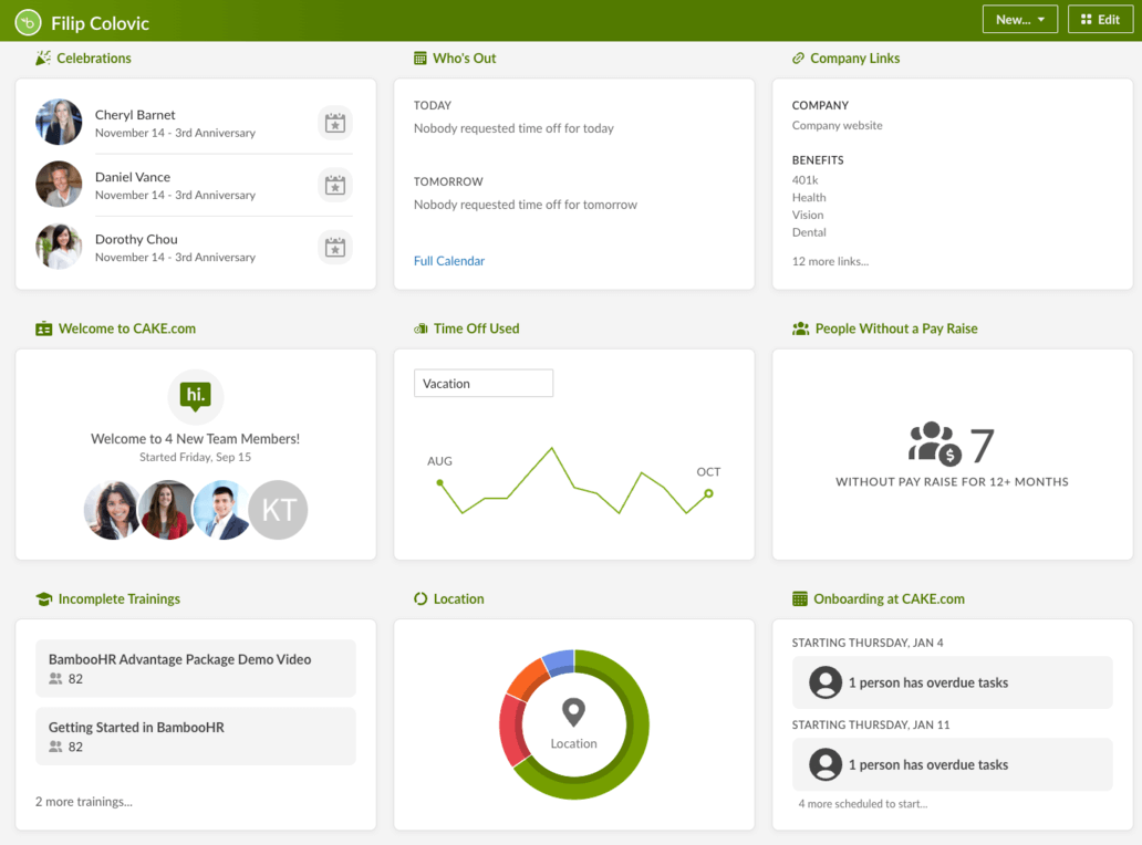 BambooHR screenshot - 10 bästa Arcoro-alternativen för HR inom byggbranschen 2026