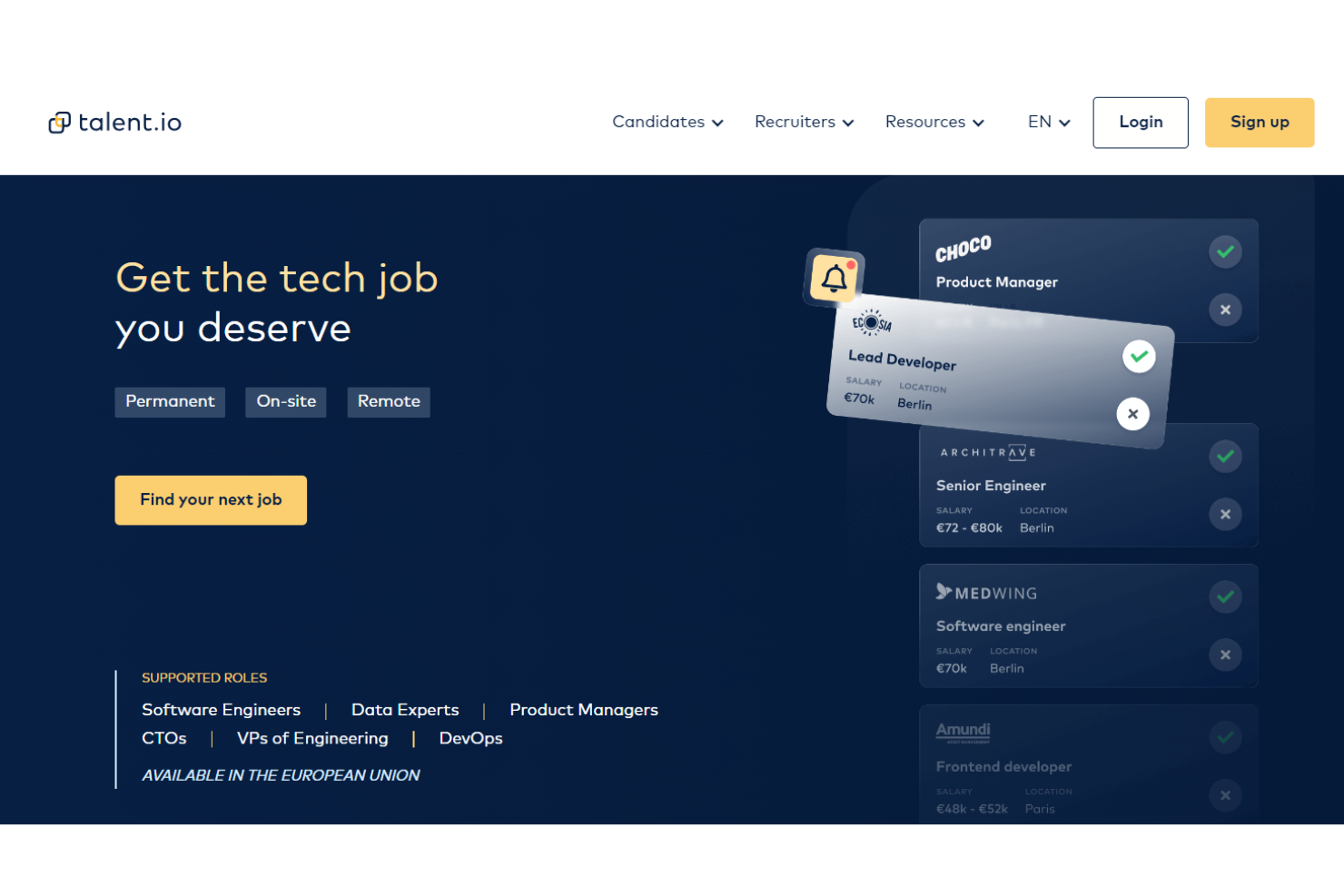 talent.io screenshot - 10 bästa plattformarna för rekrytering av frilansare 2026