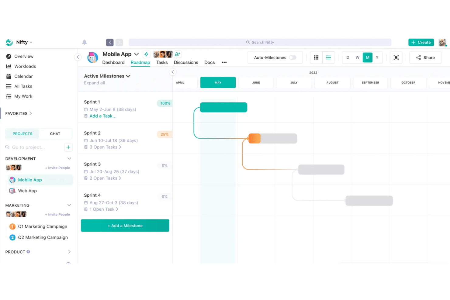Nifty screenshot - 10 migliori alternative a ClickUp nel 2026