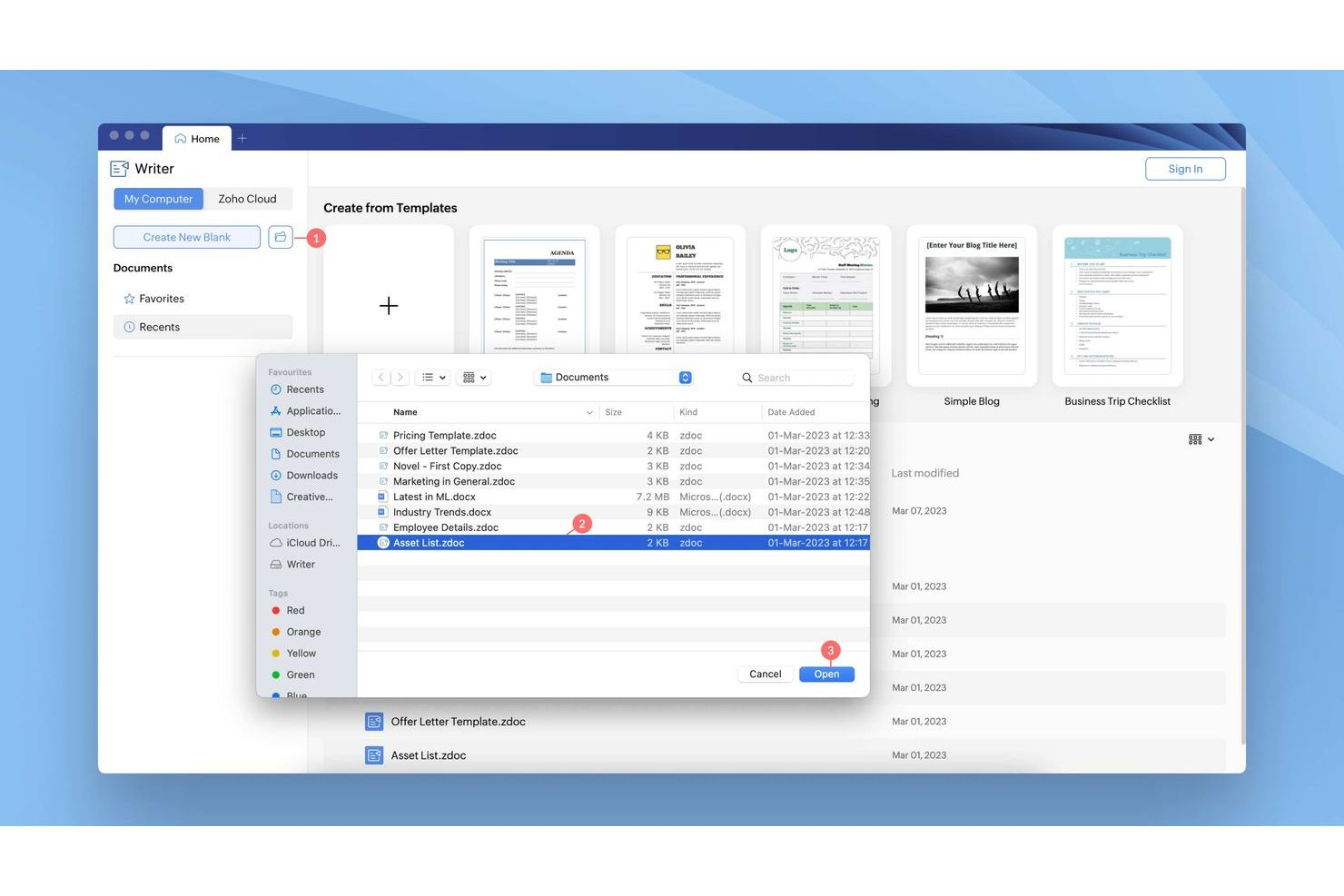 Zoho Writer screenshot - Le 10 migliori alternative a Google Docs recensite nel 2026