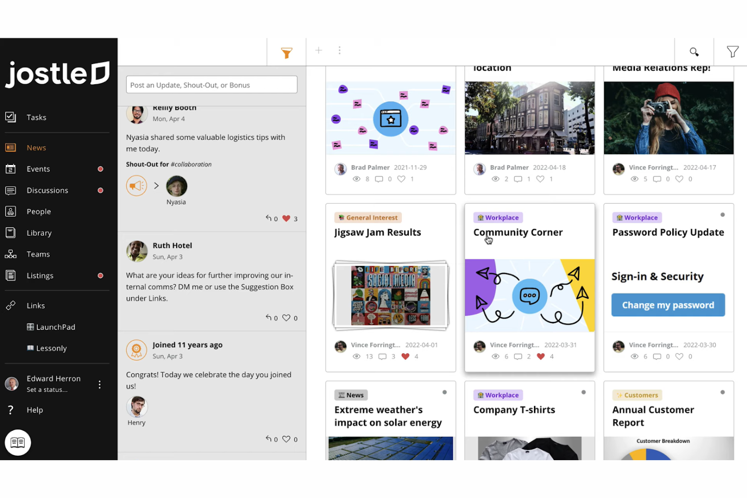 Jostle screenshot - 10 Beste alternatieven voor Simpplr, beoordeeld in 2026