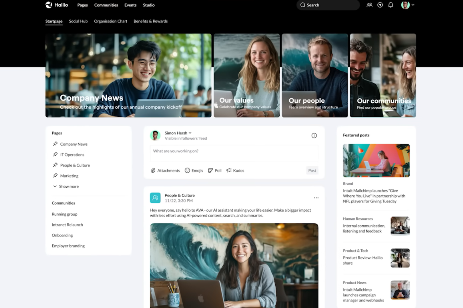 Haiilo screenshot - Le 10 migliori alternative a Simpplr recensite nel 2026
