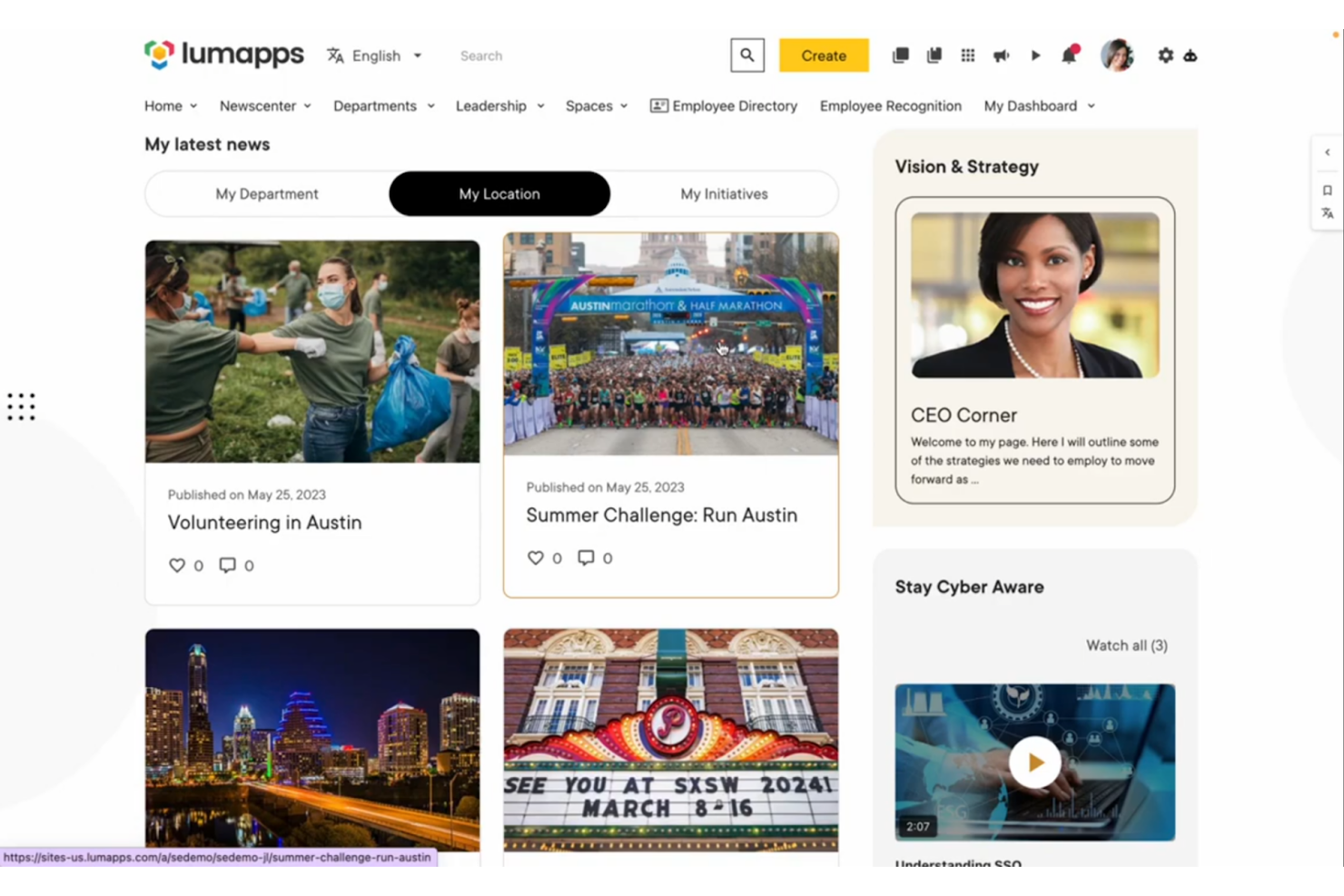 LumApps screenshot - 10 mejores alternativas a Happeo analizadas en 2026