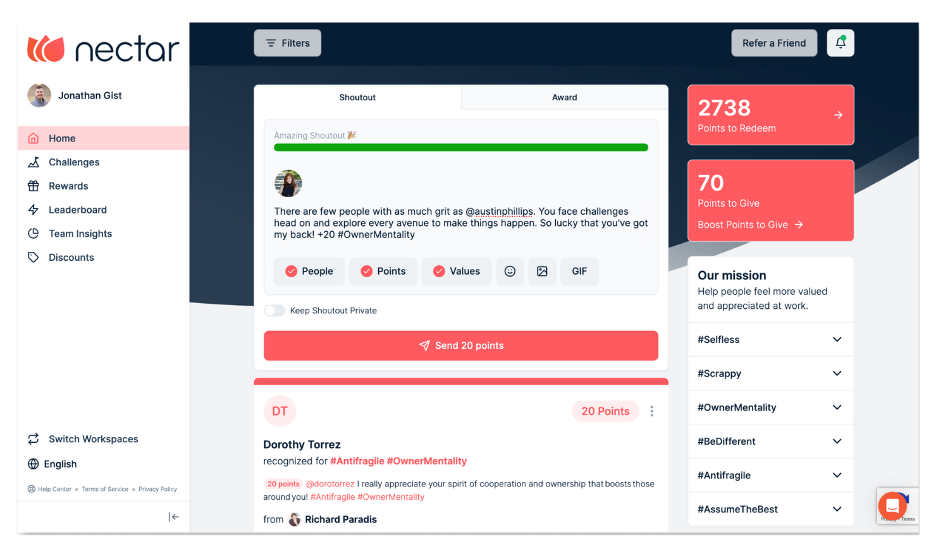 Nectar screenshot - 17 Mejores Competidores de Awardco Analizados en 2026
